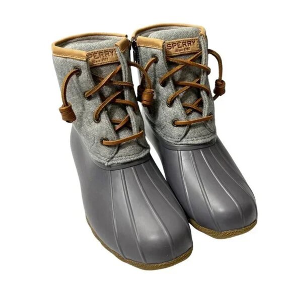 SPERRY Saltwater Wool Embossed Thinsulate Duck Boot Dark Gray Women's 6.5 Wide - Picture 1 of 13